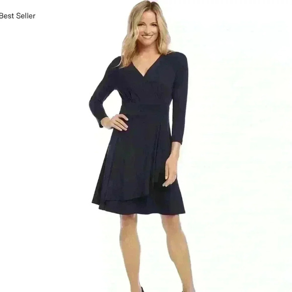 Karen Kane Medium faux wrap dress in leopard print. - Picture 5 of 6